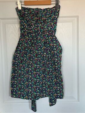 Strapless Multicolor Confetti Print Summer Dress